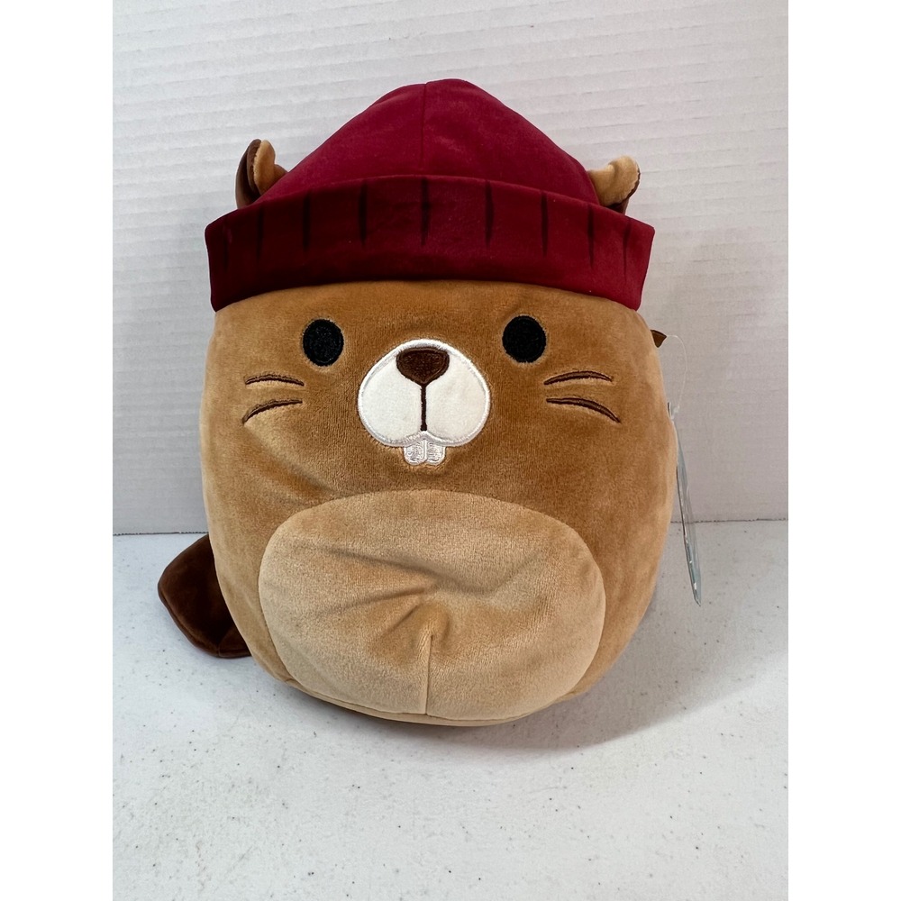 Squishmallows Chip the Beaver 8 Inch Brown Plush with Red Beanie S7 #272-5 NWT